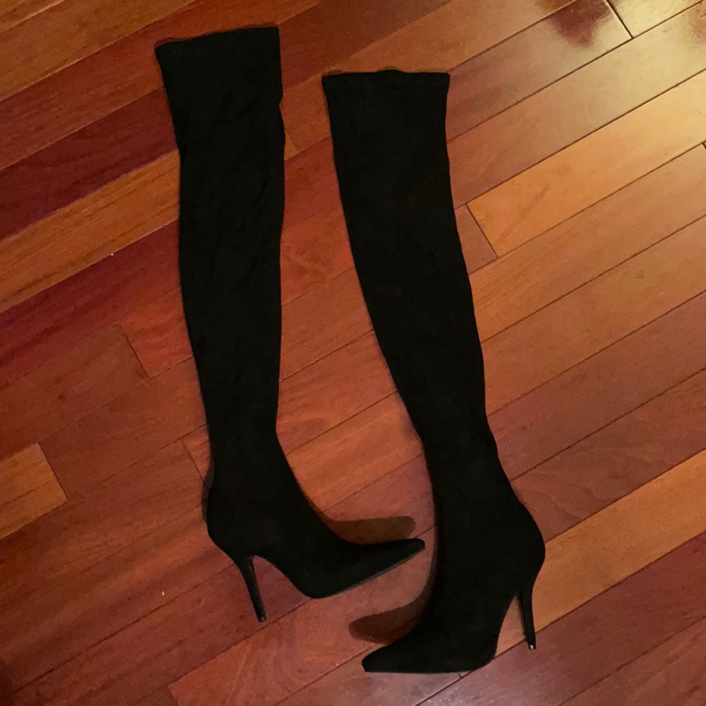 Azalea Wang Slim Fit Faux Suede Thigh High Boots